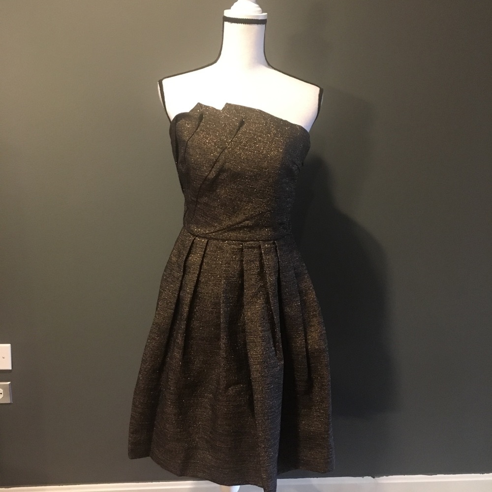 *NEW* Halston Heritage black/gold strapless dress